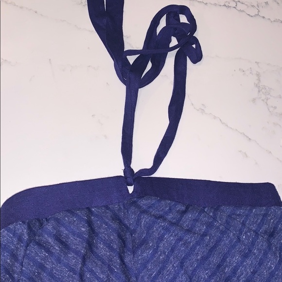 New York and Company Blue Striped Halter Top - Picture 3 of 8